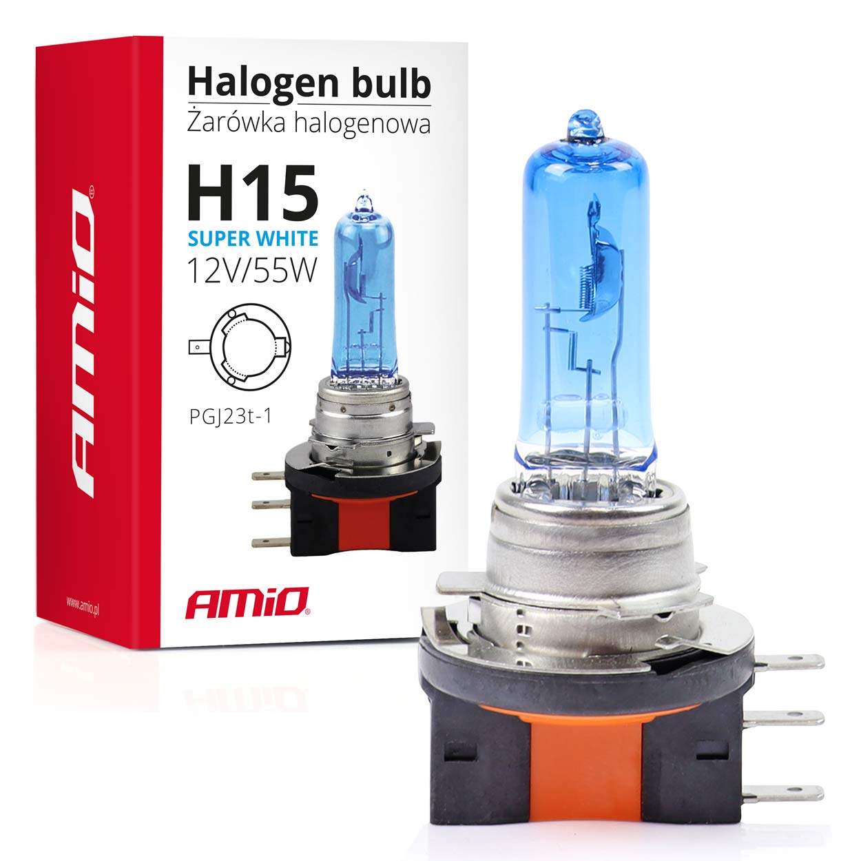 Bombilla halógena súper blanca H15 12V 55W