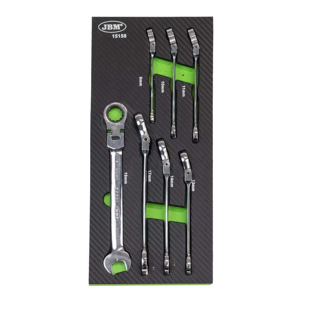 7PCS CARBON COATED RATCHET COMBINATION WRENCH,EVA TRAY-MIRROR COATING