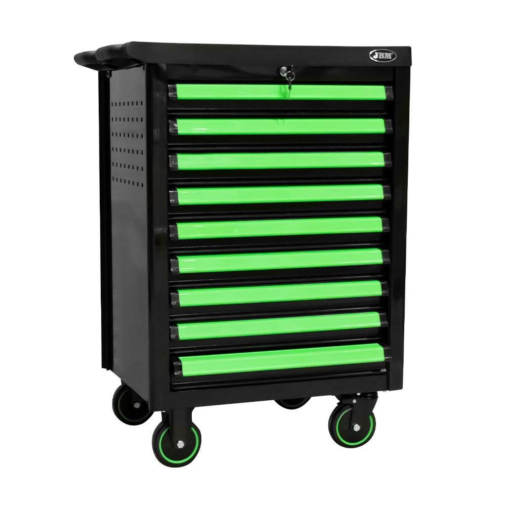 CARRO DE HERRAMIENTAS DE 9 CAJONES CON SEPARADORES - VERDE