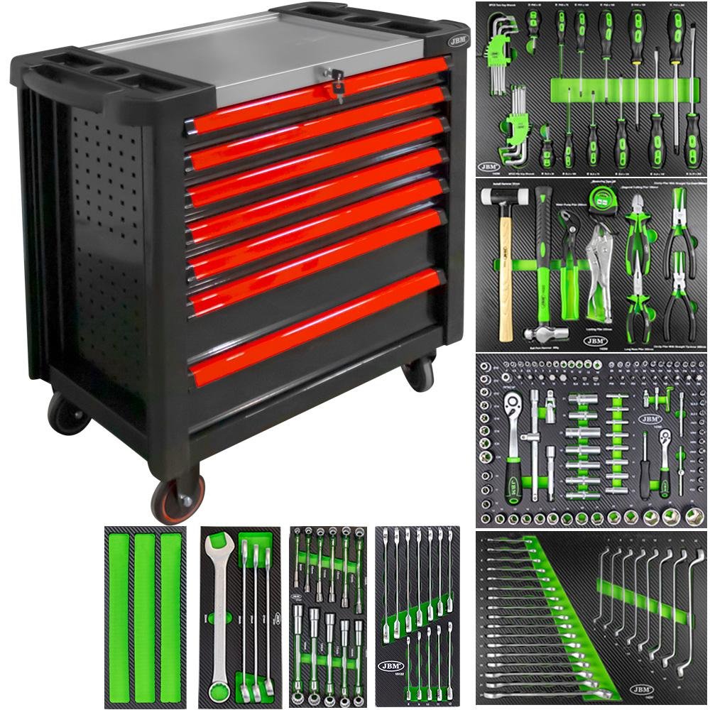 MUEBLE RODILLOS XL CON 7 CAJONES ROJO