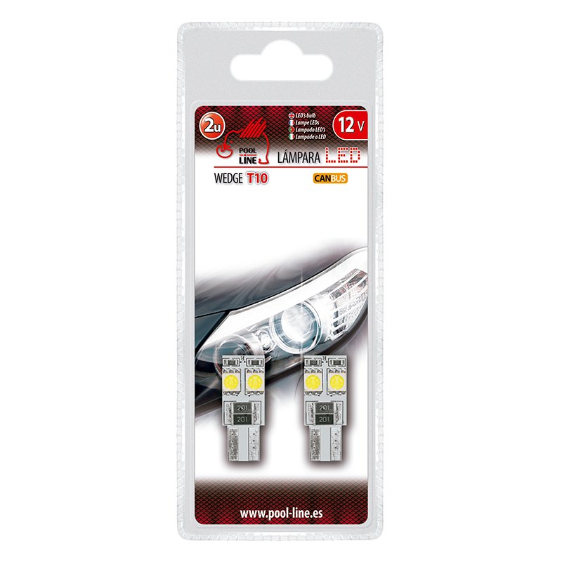 2 LED Bulbs T10 CANBUS 4SMD 12V