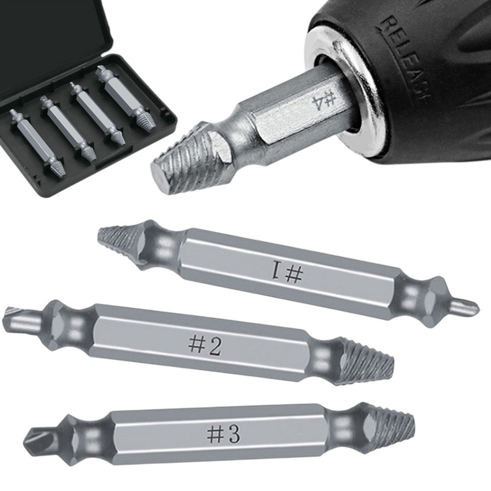 Kit de Extratores para Parafusos Quebrados 4 Peças | Aço-Ferramenta