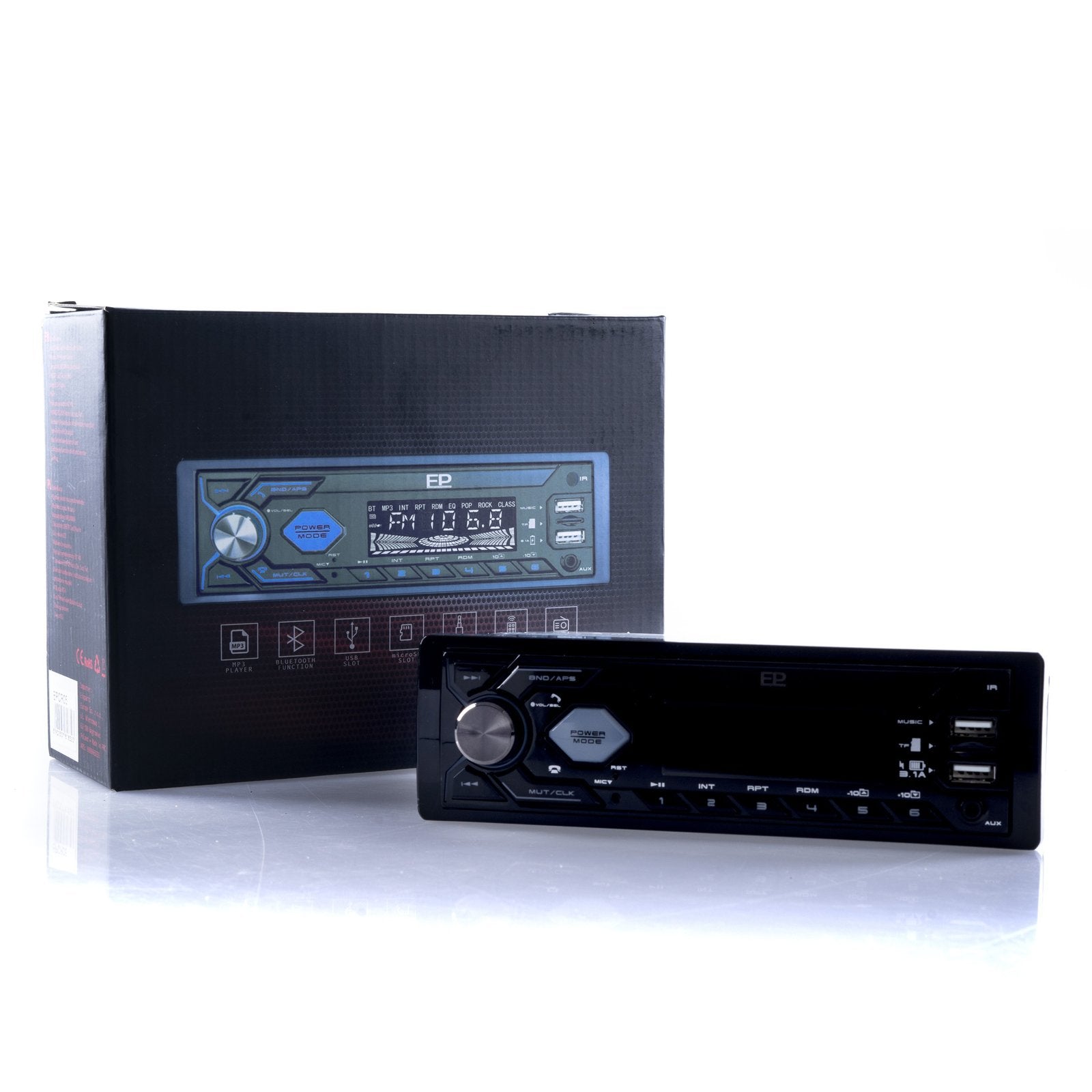 Radio de Coche 1 DIN EPCR05 con USB, Micro SD, AUX y Bluetooth