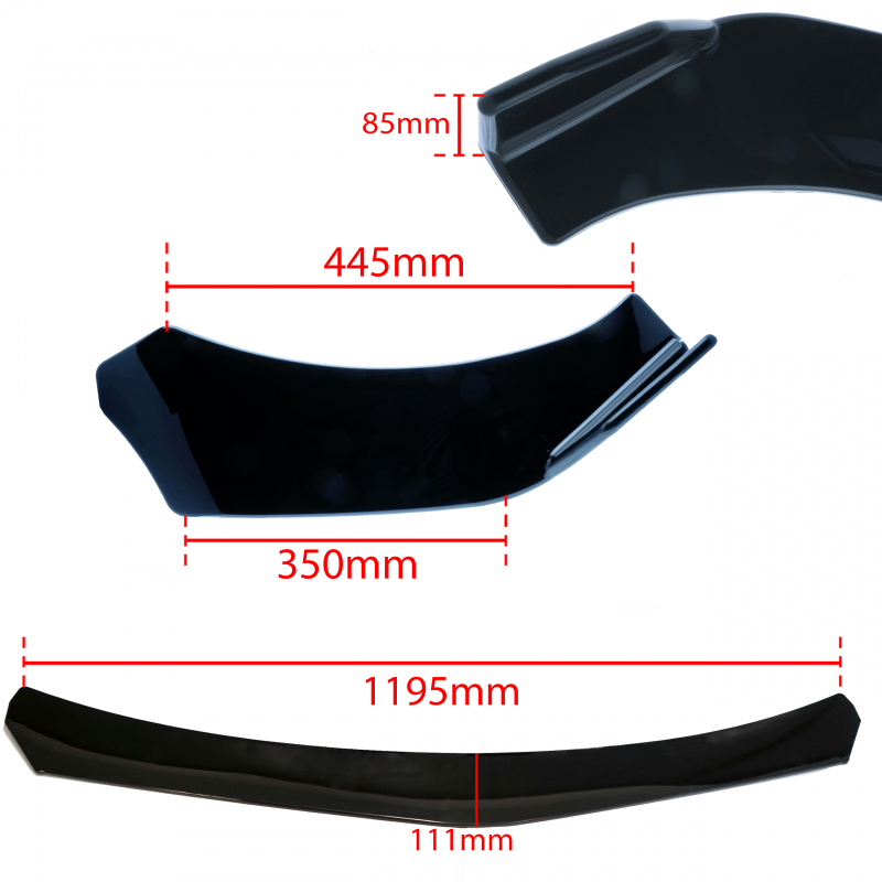 Universal Front Splitter in ABS Glossy Black V3