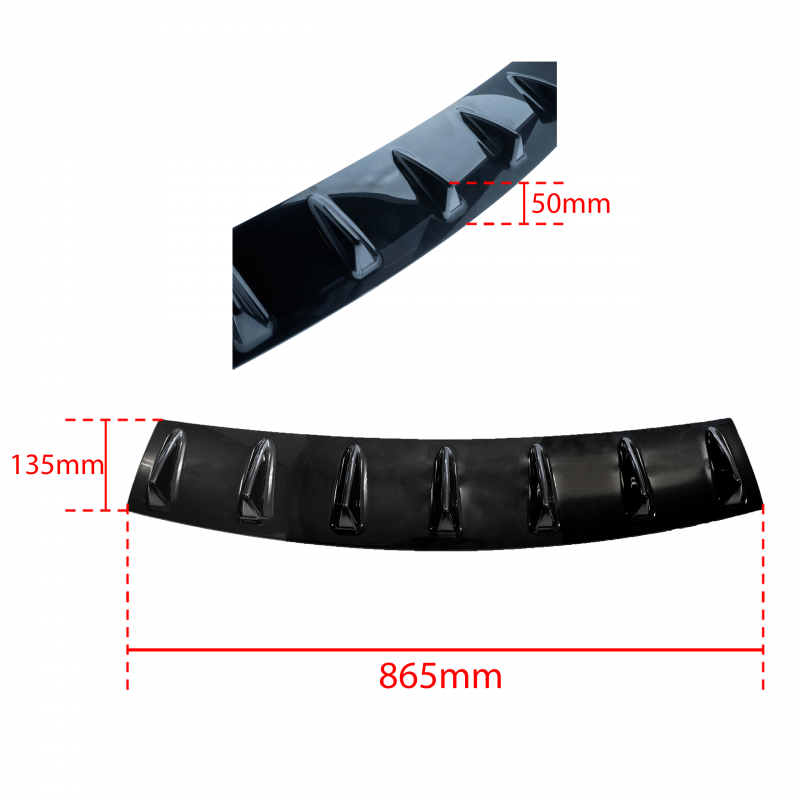 Universal Rear Diffuser in Black ABS - Shark Fin Type