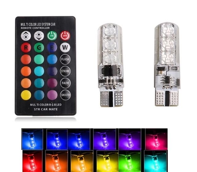 T10 RGB LED Multi Color Bulbs With Remote Control
