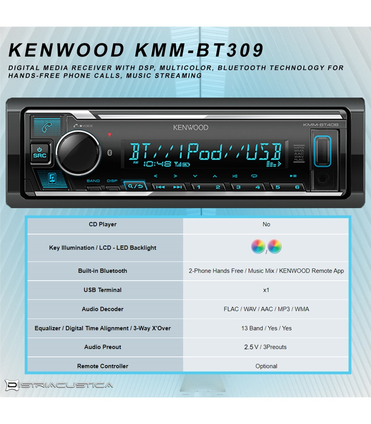 KENWOOD KMM-BT309 Car Radio