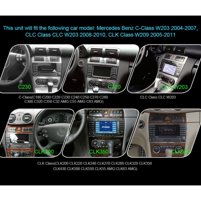 Radio Android 13 para Mercedes Clase C ZLINK CarPlay y Android Auto | Pantalla táctil de 7 pulgadas | GPS | Wi-Fi | Conectar y usar