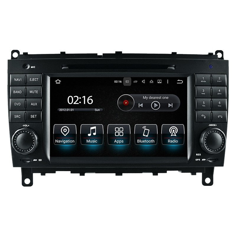 Rádio Android 13 para Mercedes CLK C209 / A209 CarPlay & Android Auto | 7” Tátil | GPS | Wi-Fi | Plug & Play