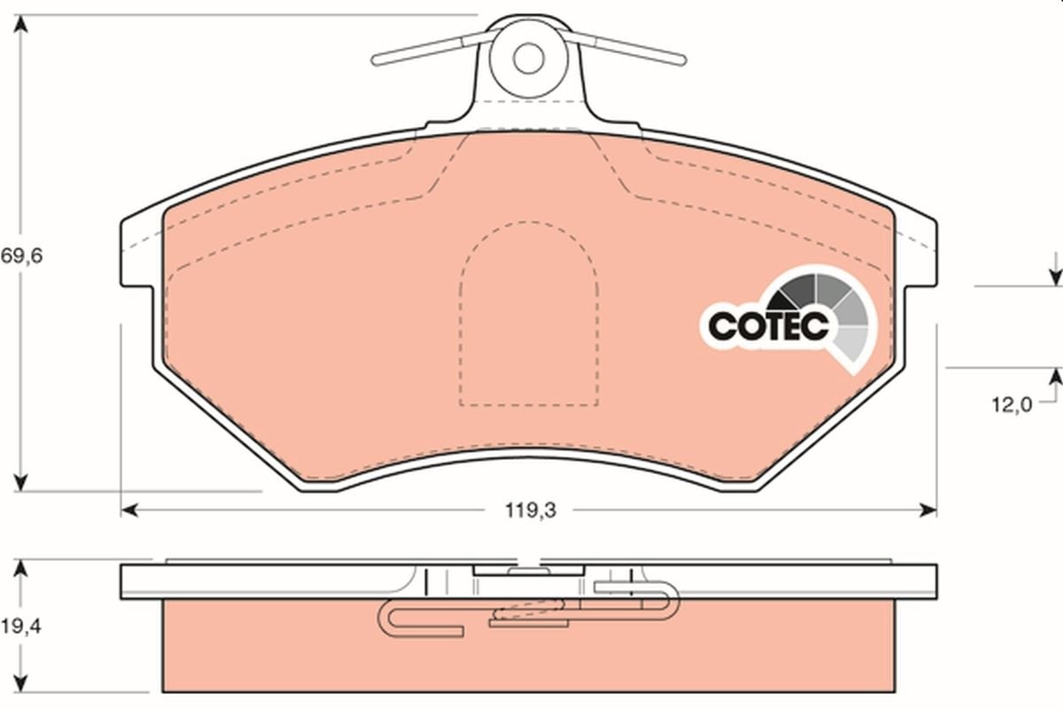 TRW COTEC GDB1044 Disc brake pad set not prepared for wear warning indicator, with brake caliper bolts, with accessories