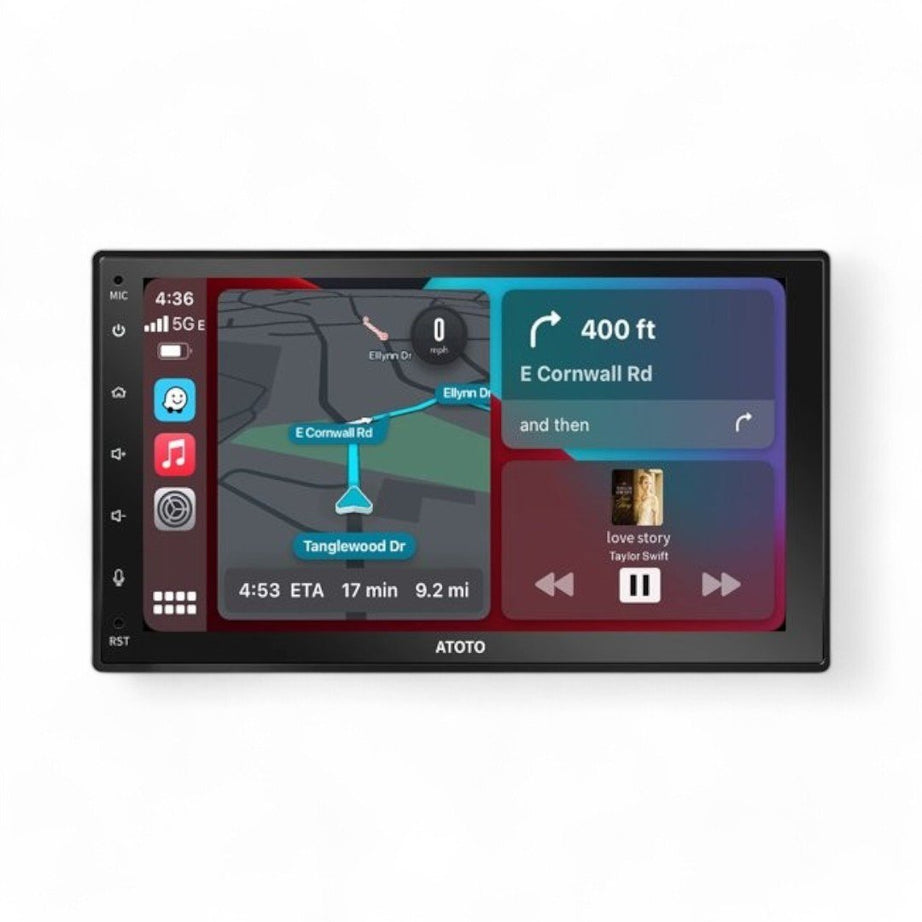 Rádio 2-DIN com CarPlay e Android Auto Sem Fios, Bluetooth, USB e Ecrã IPS de 7”