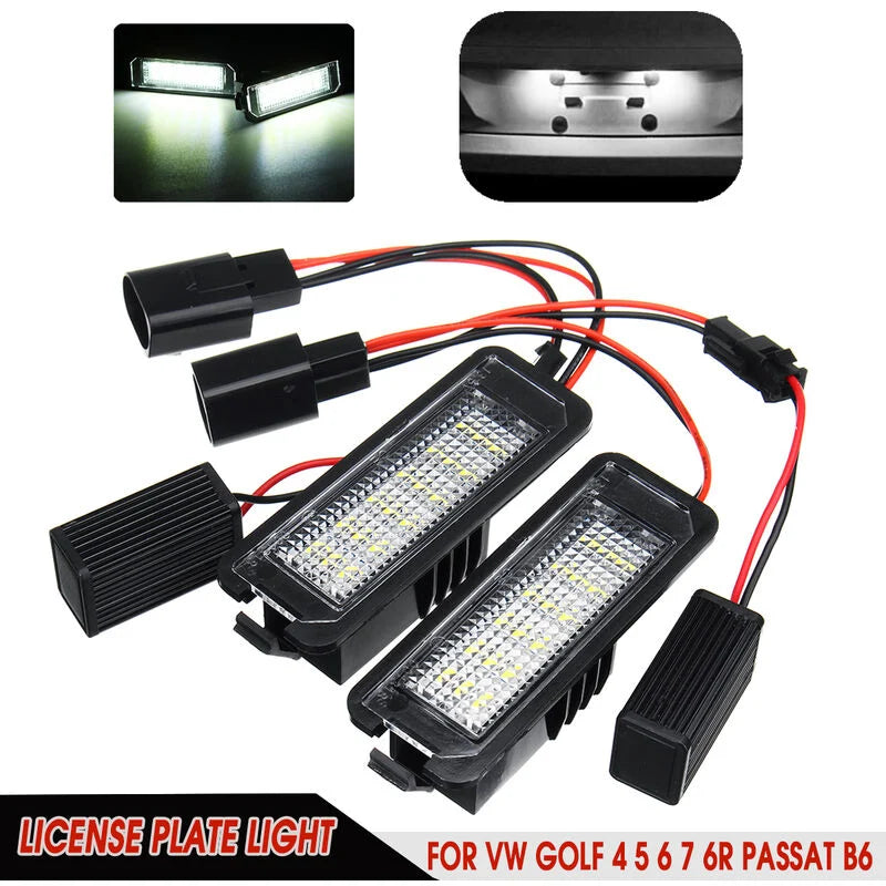 Luz LED Matrícula 12V 18 LEDs Branca Para VW Golf 4 5 6 7, Polo 6R, Passat B6