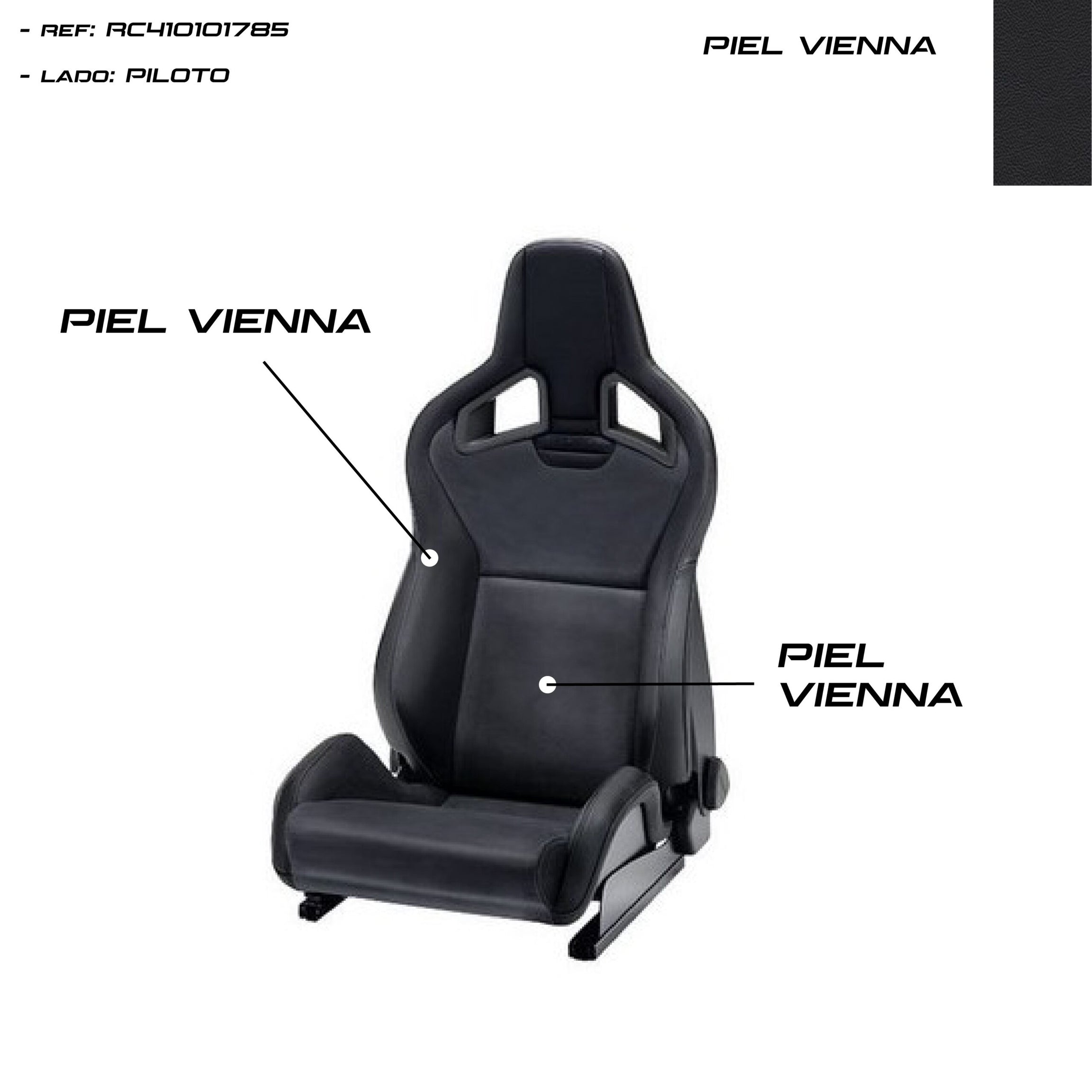 ASIENTO RECARO SPORTSTER CS CALEFACTADO PIEL VIENA NEGRO PILOTO