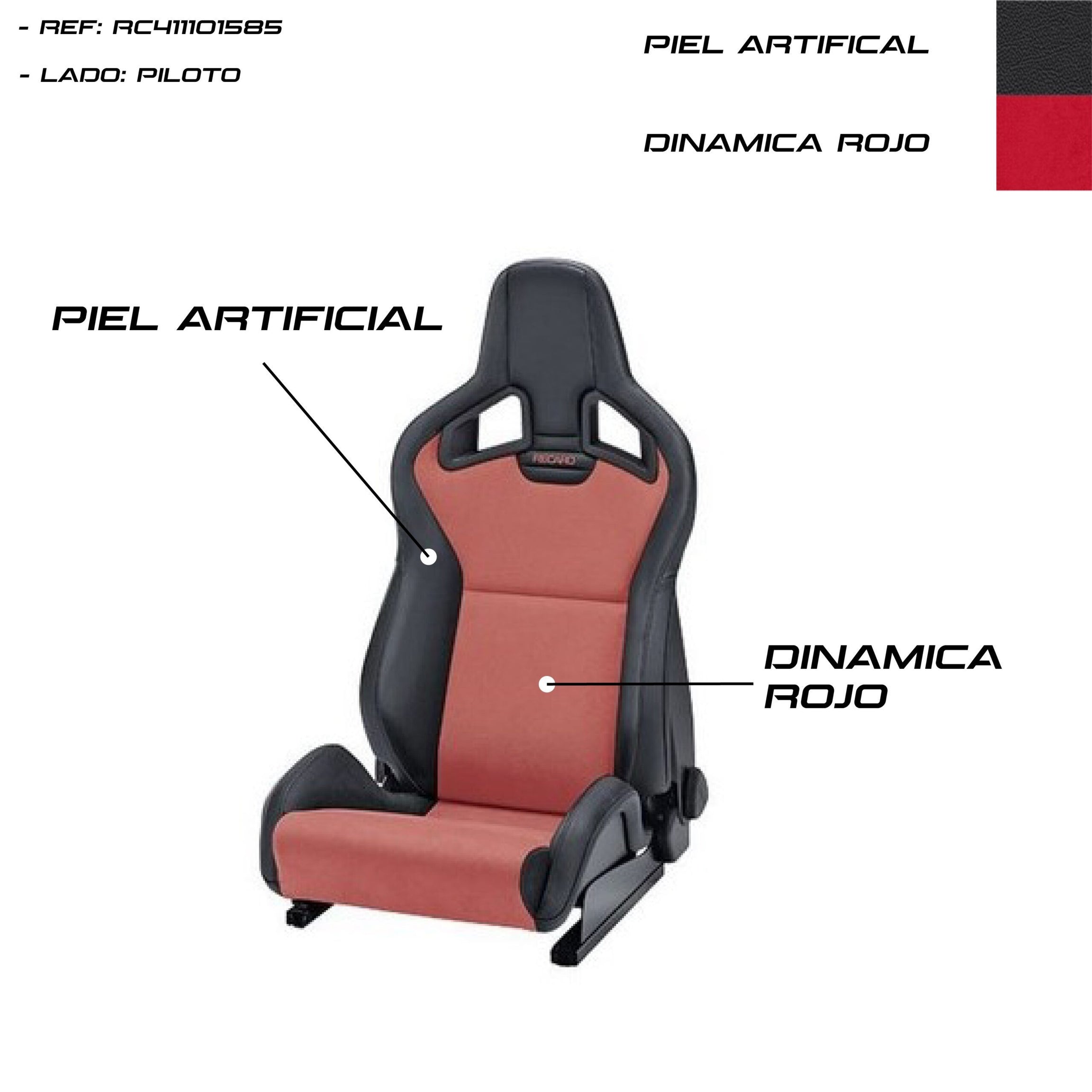 RECARO SPORTSTER CS ASSENTO AIRBAG AQUECIMENTO DE COURO ARTIFICIAL PRETO/VERMELHO DINÂMICO PILOT