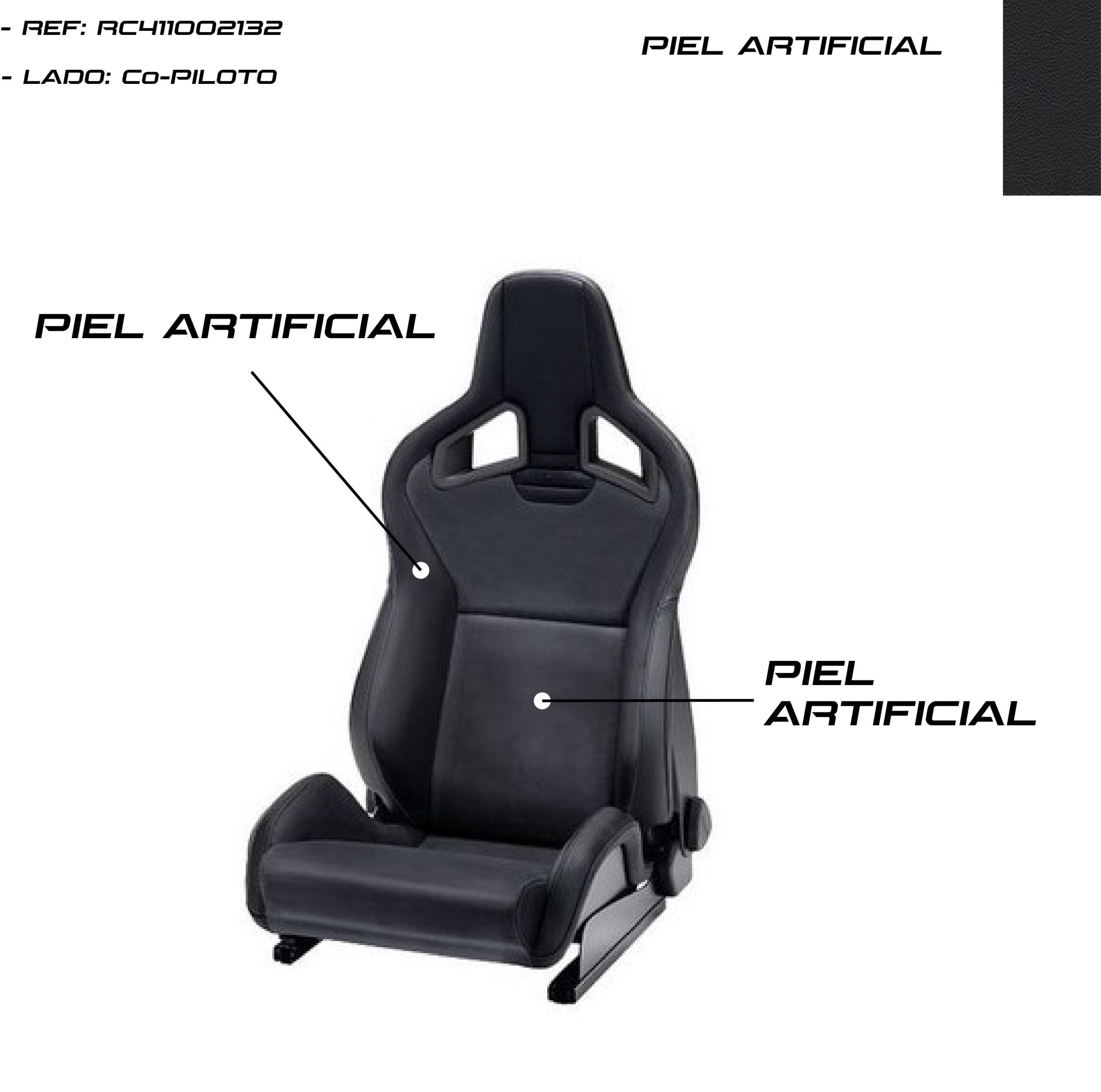 RECARO SPORTSTER CS ASSENTO AIRBAG DE COURO ARTIFICIAL PRETO PASSAGEIRO