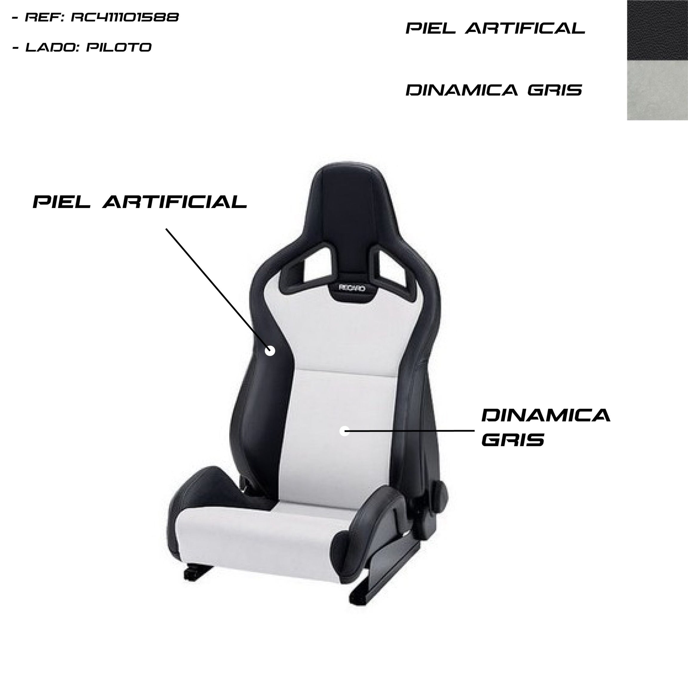 RECARO SPORTSTER CS ASSENTO AIRBAG AQUECIMENTO DE COURO ARTIFICIAL PRETO/CINZA DINÂMICO PILOT