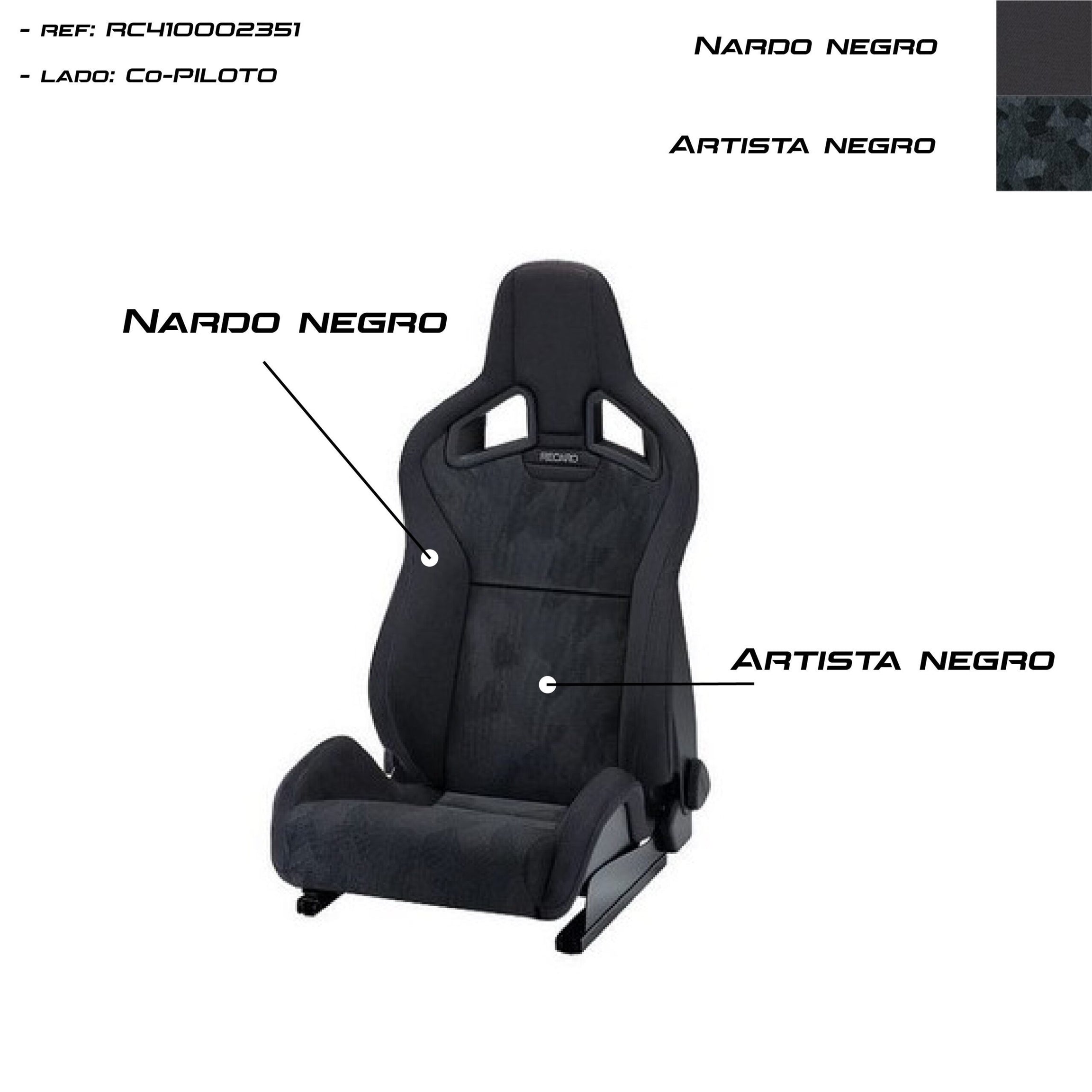 SEAT RECARO SPORTSTER CS ARTIST BLACK/NARDO BLACK PASSENGER