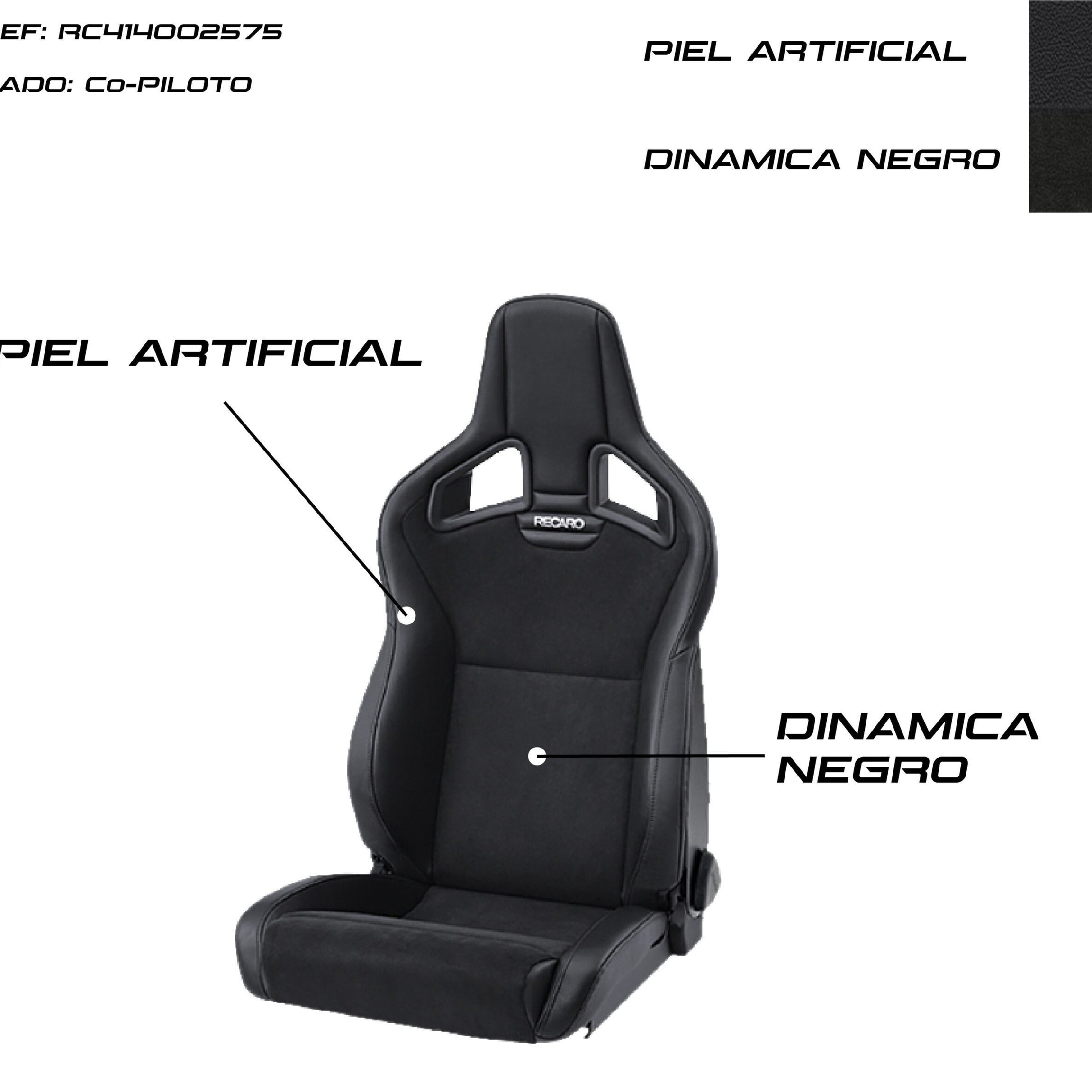 ASSENTO RECARO CROSS SPORTSTER CS PRETO COURO ARTIFICIAL/DINAMICA PRETO PASSAGEIRO