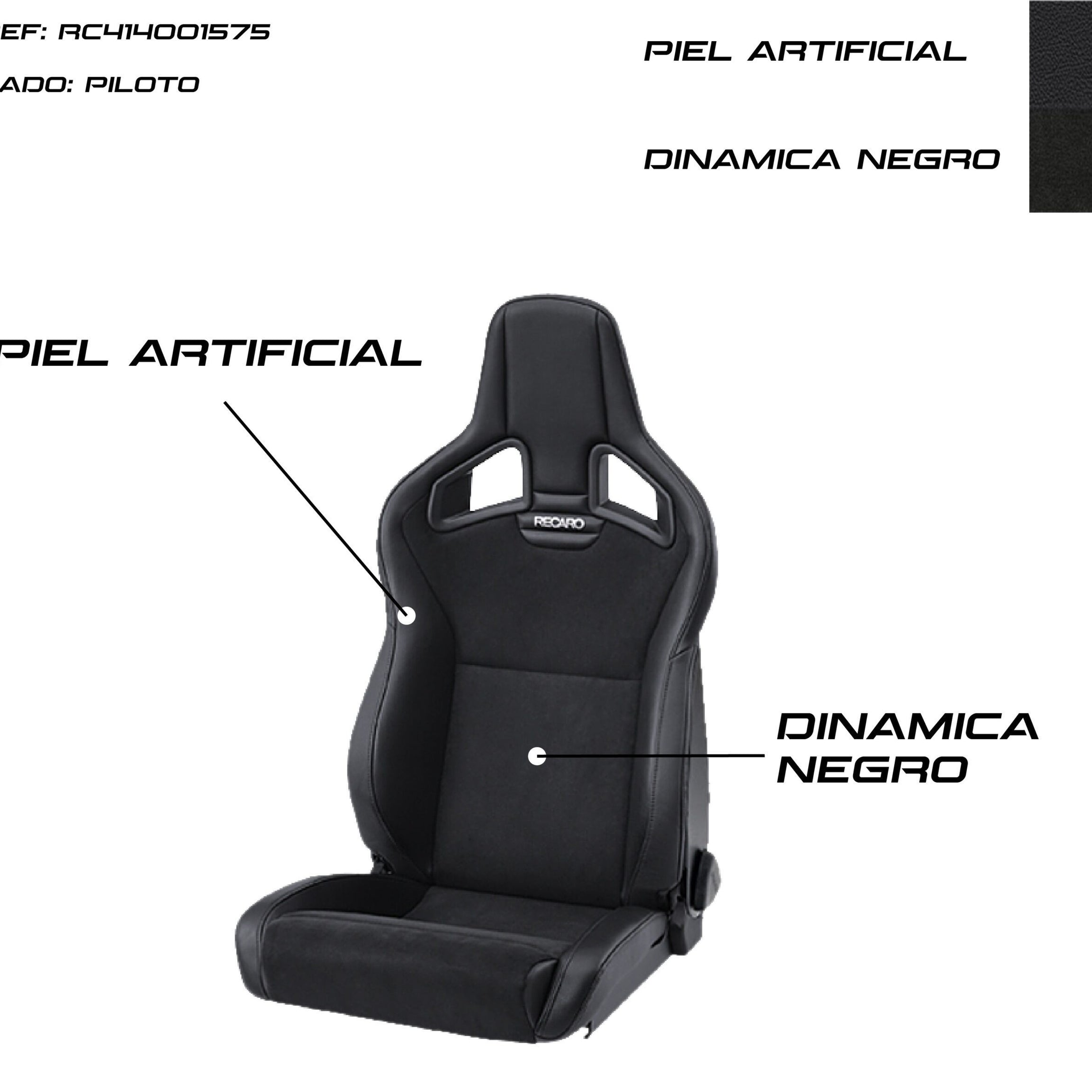 ASSENTO RECARO CROSS SPORTSTER CS PRETO COURO ARTIFICIAL / DINÂMICO PRETO PILOTO