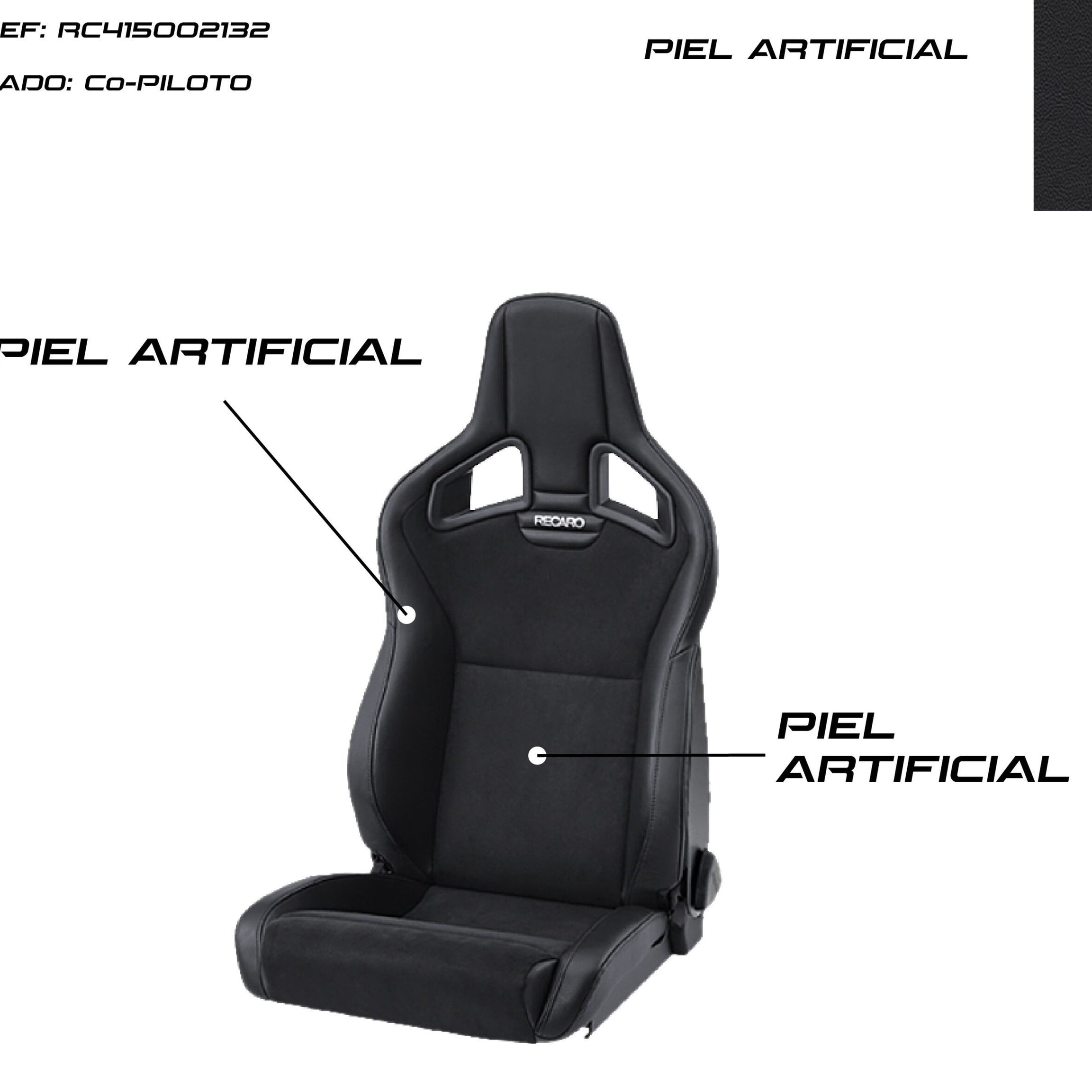 RECARO CROSS SPORTSTER CS BLACK FAUX LEATHER CO-PILOT AIRBAG