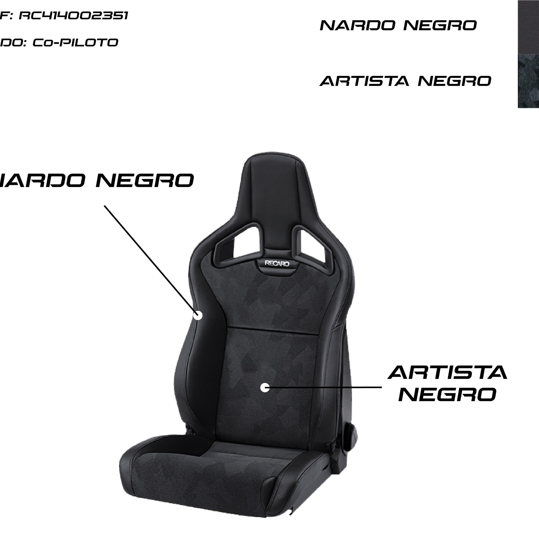 SEAT RECARO CROSS SPORTSTER CS ARTIST BLACK/NARDO BLACK PASSENGER