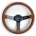 Volante Classic em Madeira Braços Pretos OCC Motorsport – 350mm | 6 Parafusos | Madeira de Mogno | Universal