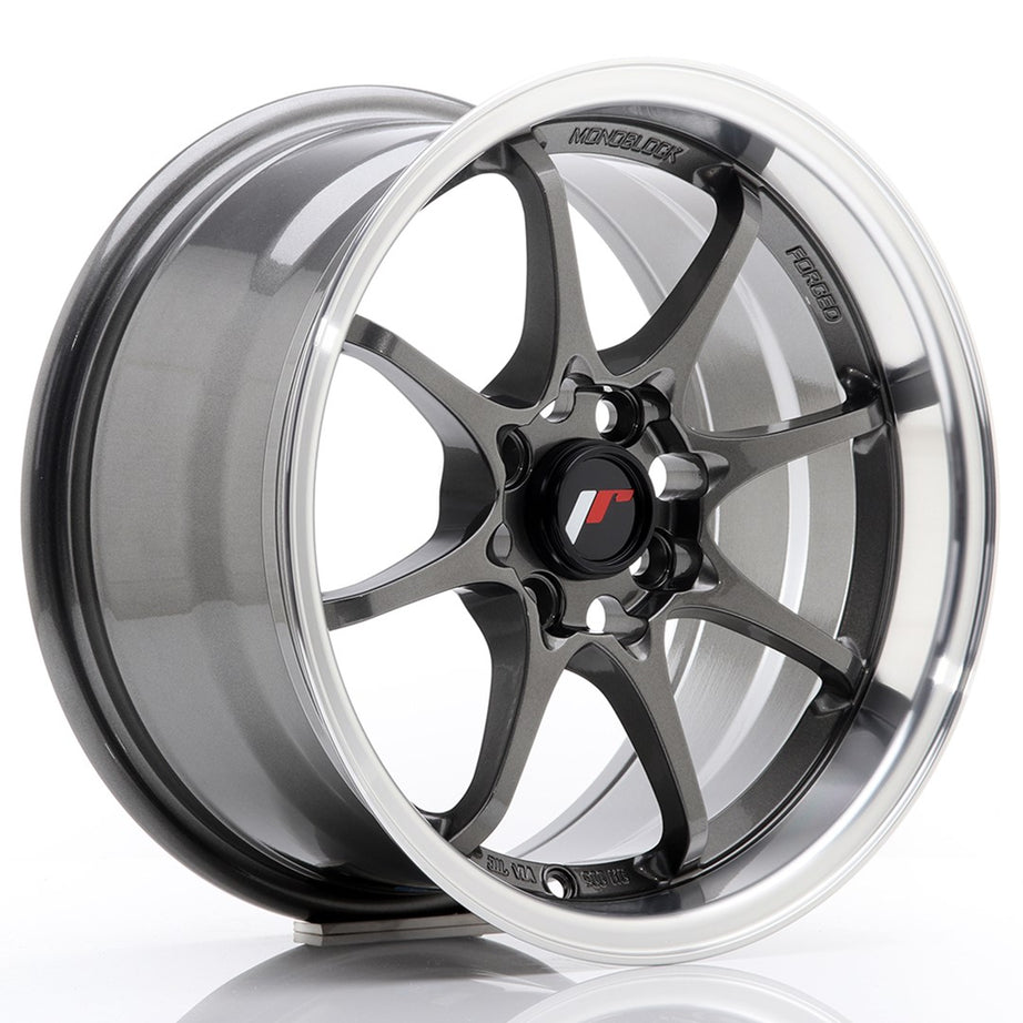 Llanta JR Wheels JR5 15x8 ET28 4x100 Gun Metal con labio mecanizado