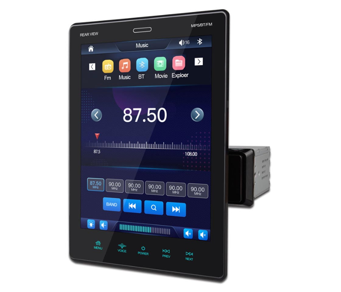 Auto Rádio 1 DIN Android 12 9.5" com 2GB+64GB, WiFi e GPS