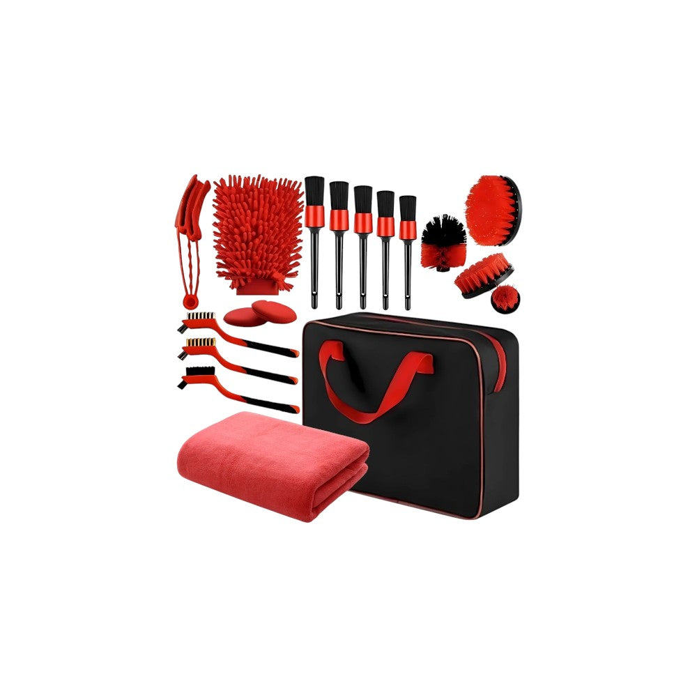 Kit de Car Detailing XXL – Escovas, Pads, Panos e Bolsa Organizadora