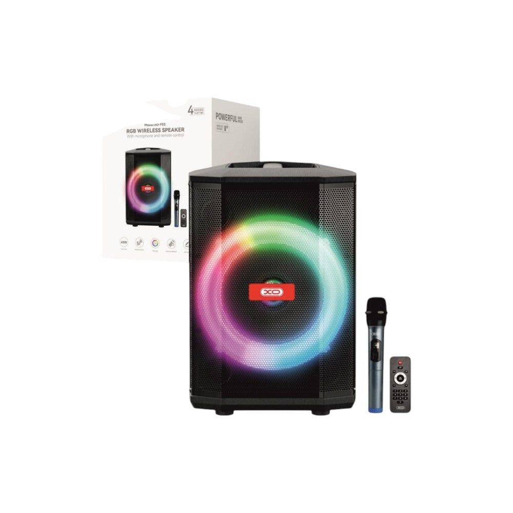 Coluna Amplificada XO | 40W Máximos | USB / MicroSD / LED RGB / Bluetooth / TWS / FM / AUX