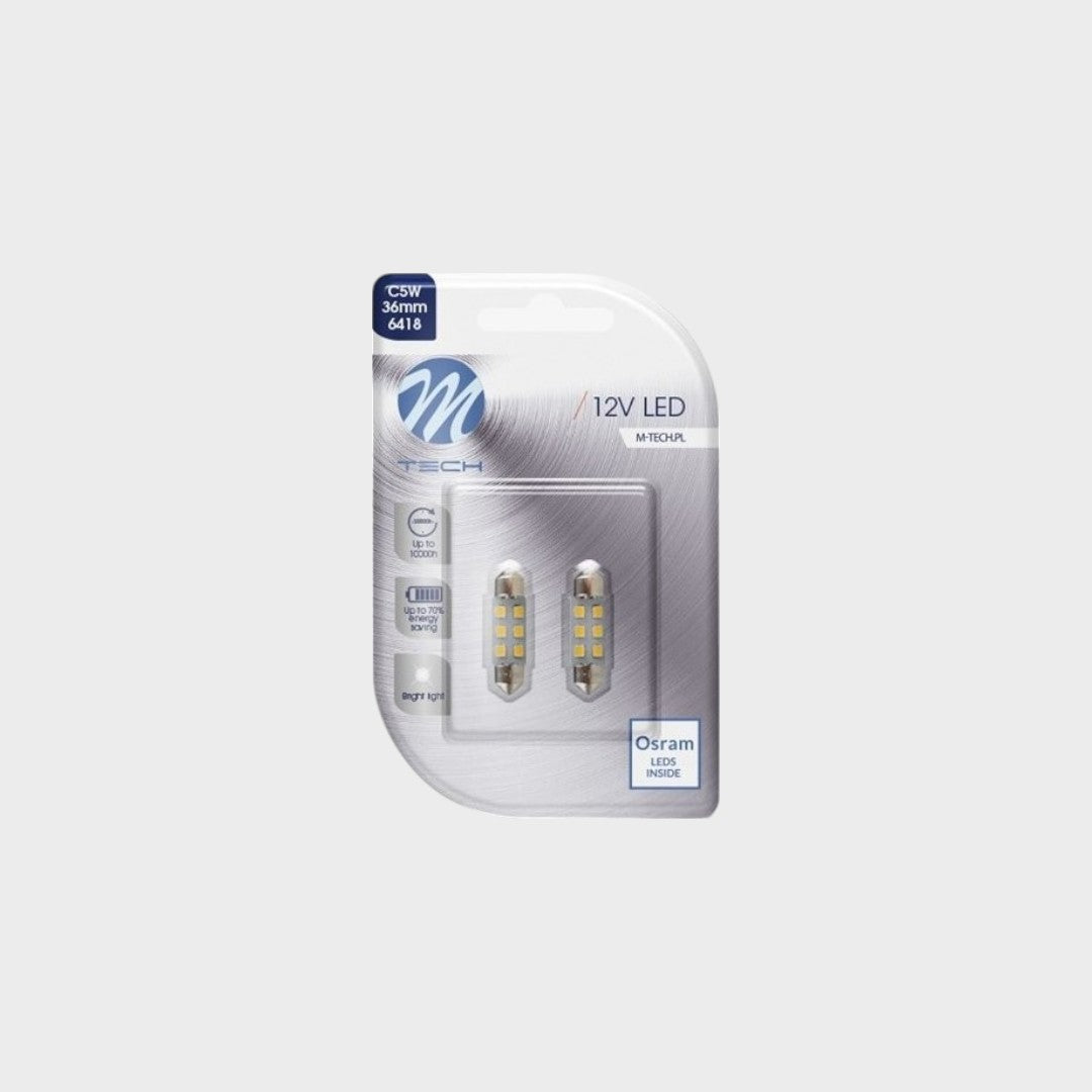 BLISTER 2X LED L028W C5W 36 mm | 6 LEDs SMD2835 | Branco