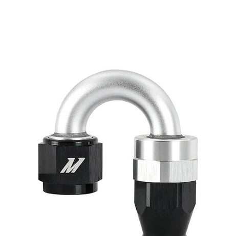 Accesorio de aluminio PTFE -6AN de 180 grados, negro