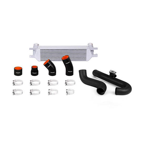 Ford Mustang EcoBoost Intercooler Kit, 2015+, plateado con tubos negros arrugados