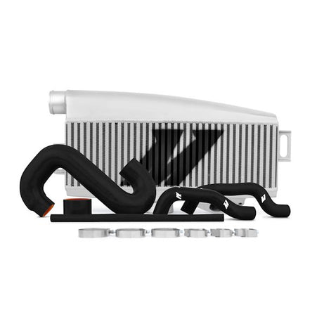 Subaru Impreza WRX/STI Kit de intercooler de montaje superior, 2002-2007, plateado con mangueras negras