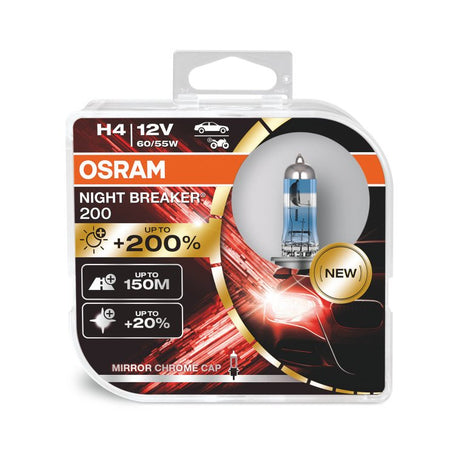 Kit 2 Lâmpadas H4 12V 60/55W OSRAM Night Beaker® 200 HCB