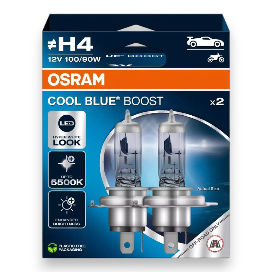 Osram 2x Lâmpadas Cool Blue Boost H4 100/90W