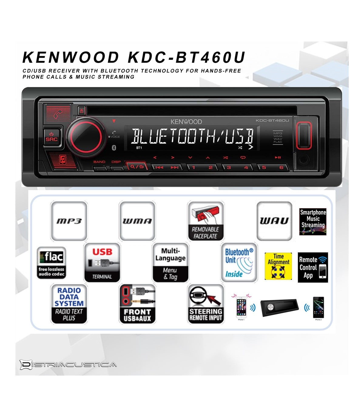 Autorrádio KENWOOD KDC-BT460U