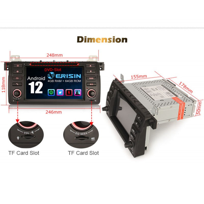 Radio CarPlay Android Auto Bluetooth USB BMW Serie 3 E46