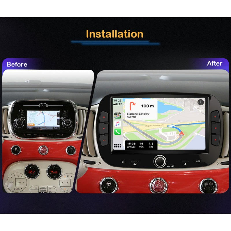 Radio CarPlay Android Auto Bluetooth USB Fiat 500